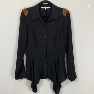 Rachel Roy Rock Stud Peplum Button Down Blouse (✨3 for $20✨)